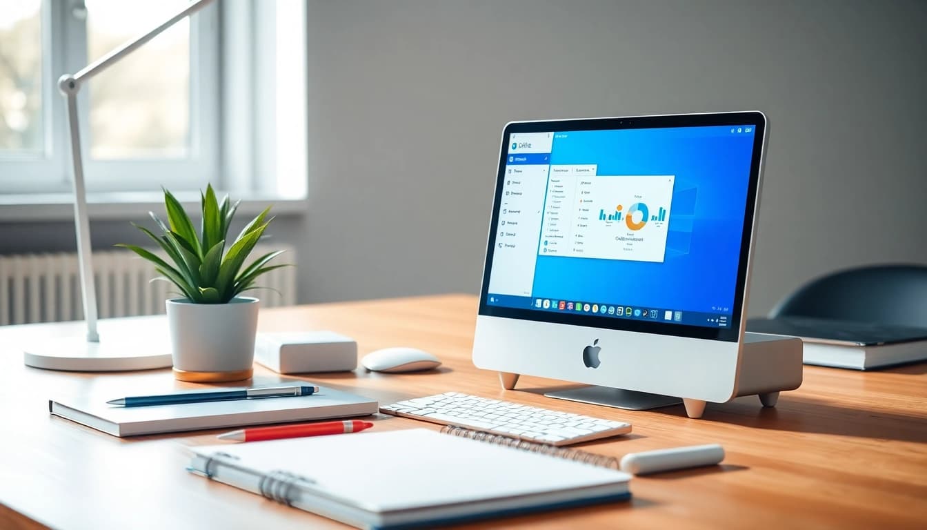 Optimieren Sie Ihre Produktivität mit Office 2024 Standard für Mac Mini auf einem modernen Arbeitsplatz.
