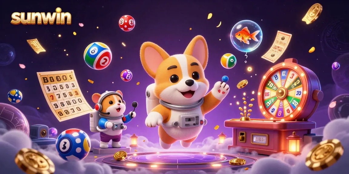 Join the sunwin adventure with a floating corgi in an exciting space casino scene.
