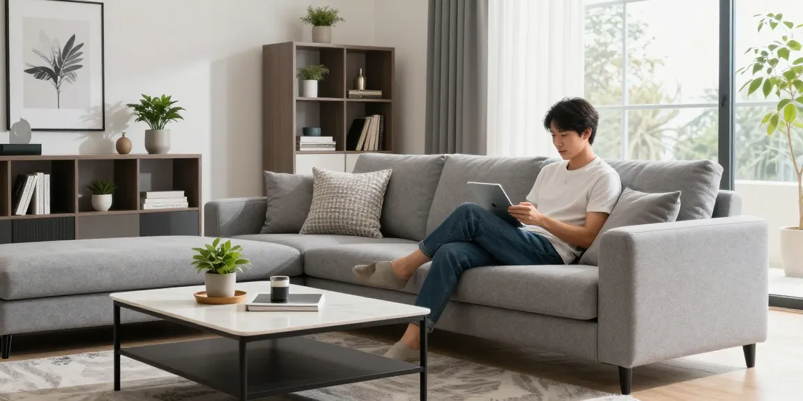 Einladende Wohnzimmer-Szene, in der möbel deutschland online kaufen Teil eines gemütlichen modernen Lebensstils ist.