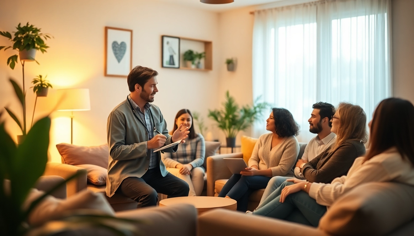 Promote mental health awareness in a therapist-led group session focusing on community support.