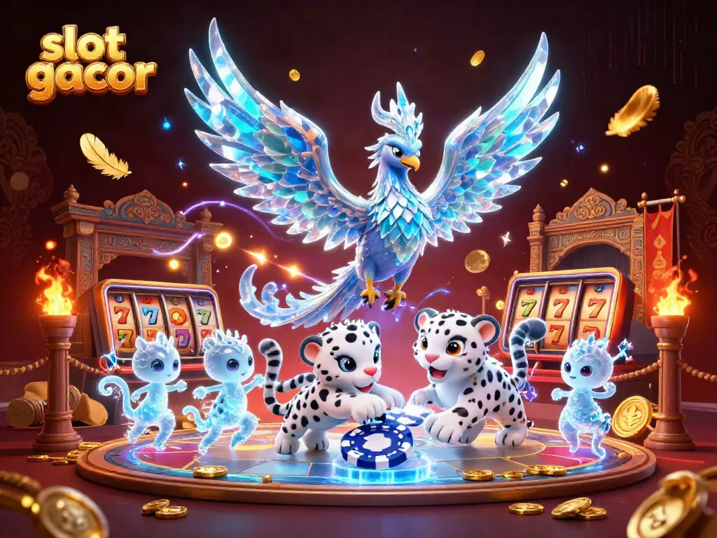 Experience the excitement of slot gacor with a vibrant 3D illustration featuring mythical characters and casino elements.