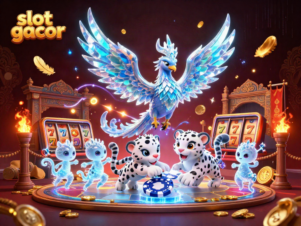 Experience the excitement of slot gacor with a vibrant 3D illustration featuring mythical characters and casino elements.