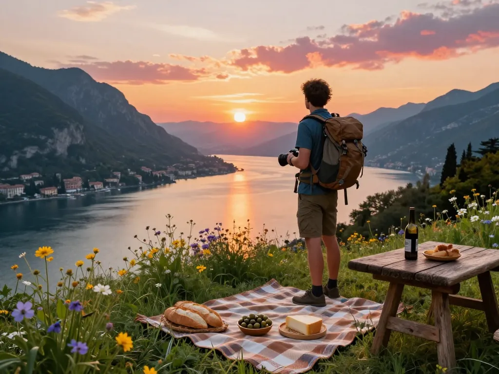 Genießen Sie Gardasee Reisetipps bei Sonnenuntergang mit atemberaubenden Seeblicken, regionalen Köstlichkeiten und Abenteuer.