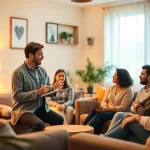 Promote mental health awareness in a therapist-led group session focusing on community support.